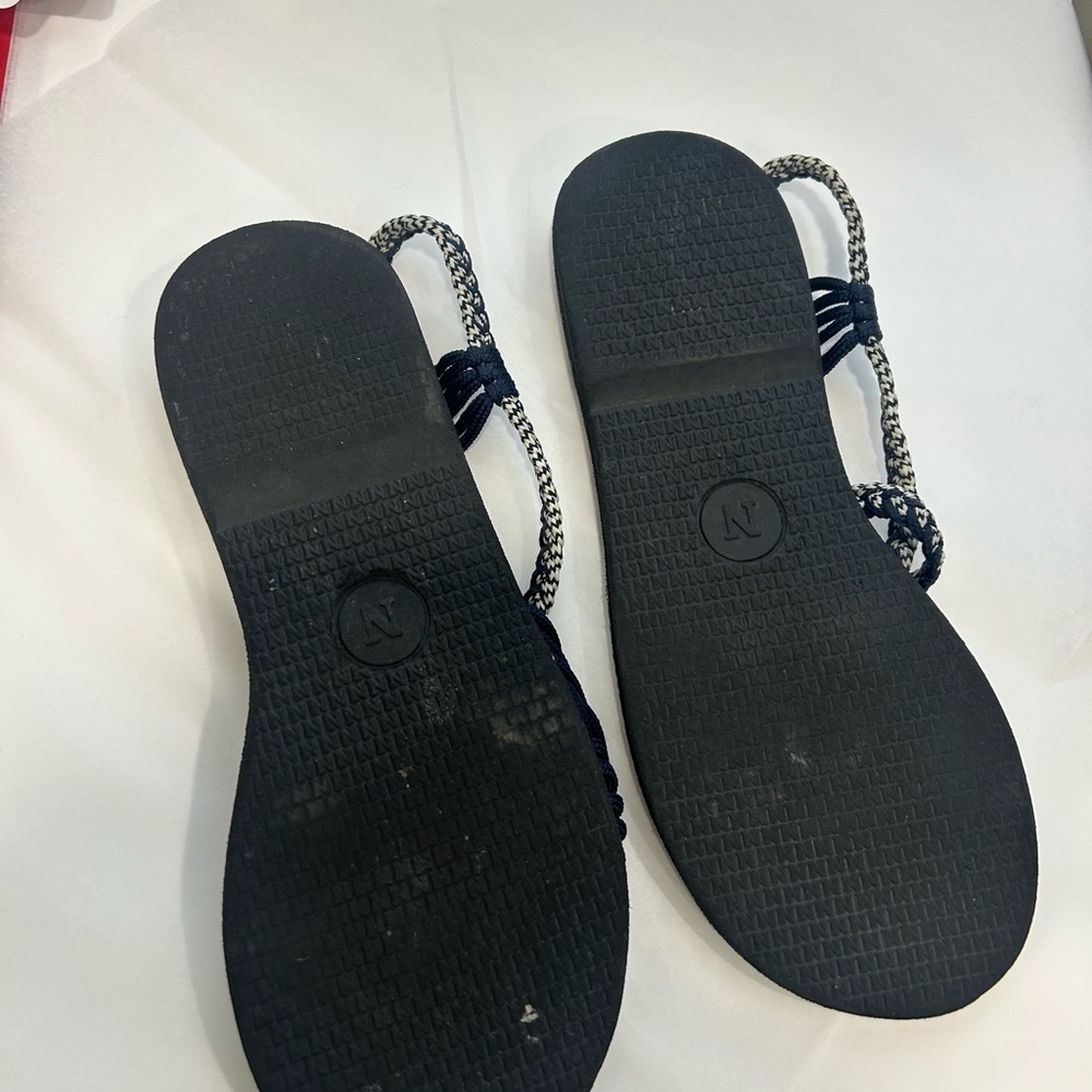Women's Navy and White Braided Sandals - Picture 2 of 2